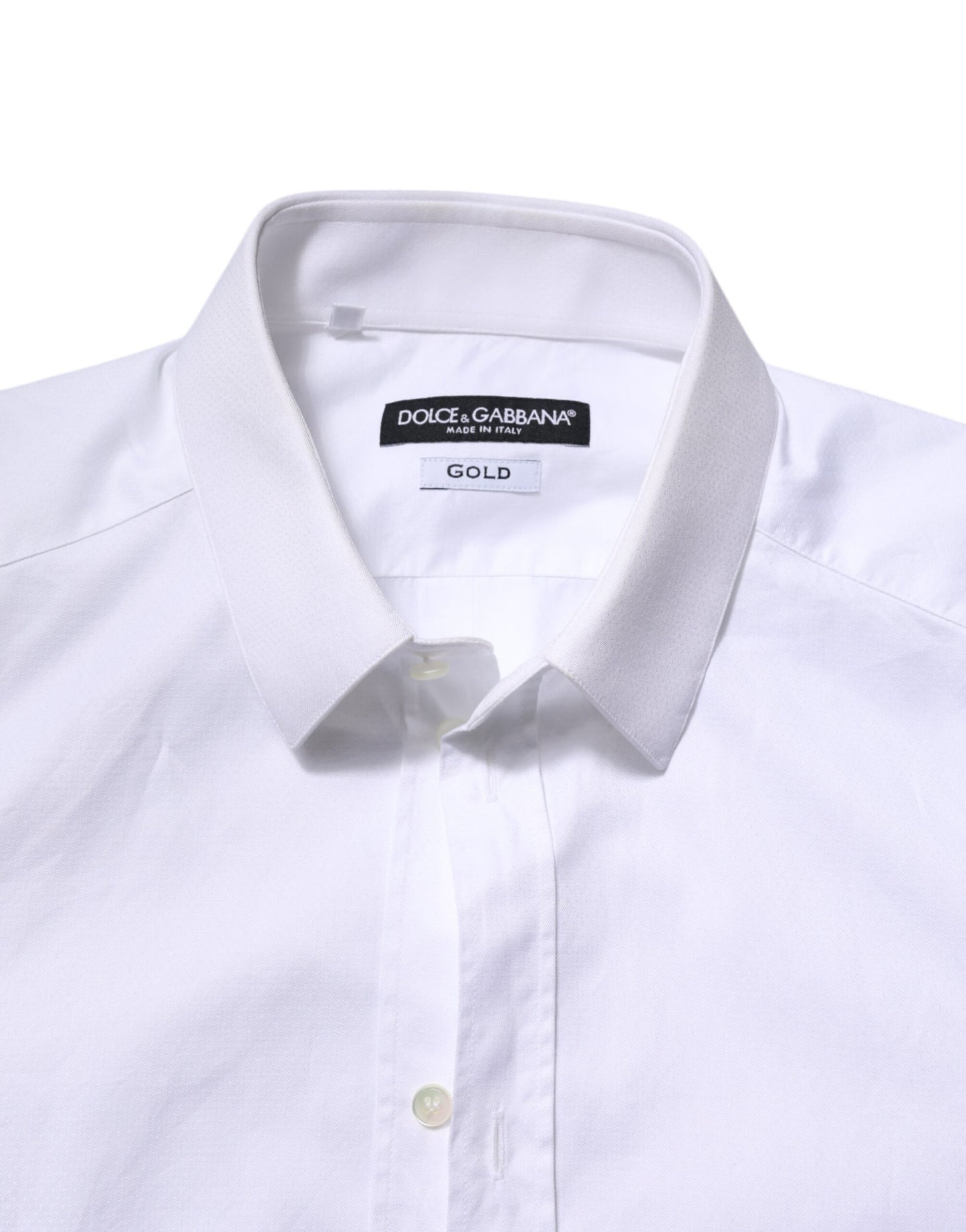 Dolce & Gabbana Weißes Baumwolle GOLD Langarm Herren Hemd