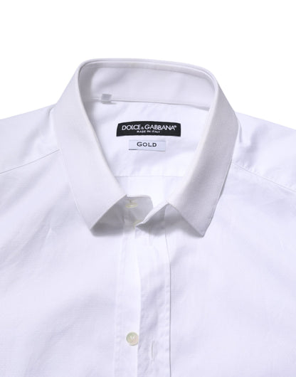 Dolce & Gabbana Weißes Baumwolle GOLD Langarm Herren Hemd