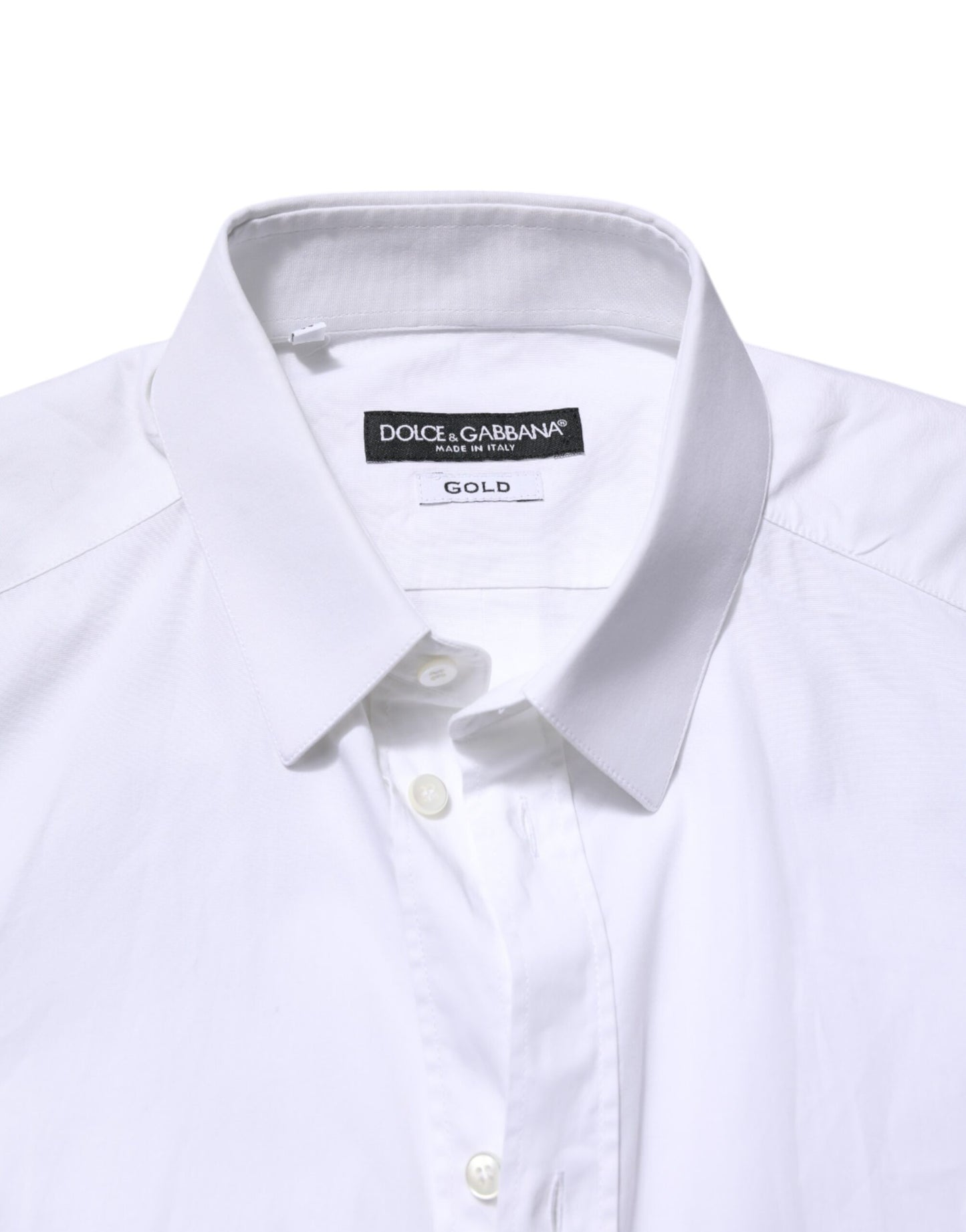 Dolce & Gabbana Weißes Baumwollhemd GOLD mit langen Ärmeln
