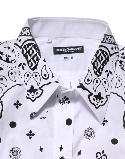 Dolce & Gabbana Weißes Bandana Print MARTINI Kleid Hemd