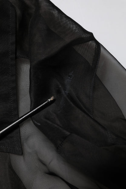 Dolce & Gabbana Schwarzes Seidenspitzenhemd mit langen Ärmeln