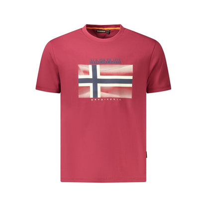 Napapijri Rotes Baumwolle Männer T-Shirt