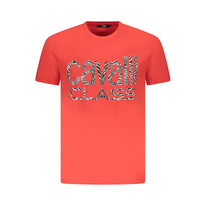 Cavalli Class Rotes Baumwolle Männer T-Shirt