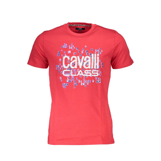 Cavalli Class Rotes Baumwolle Männer T-Shirt