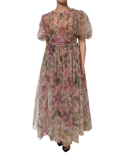 Dolce & Gabbana Langes Maxikleid mit Blumendruck in Multicolor