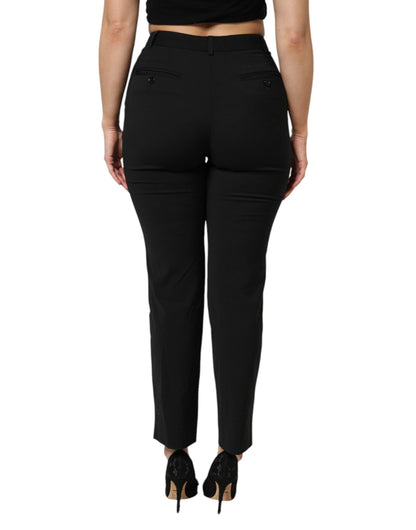 Dolce & Gabbana Schwarze hochtaillierte STAFF-Hose mit verjüngter Form