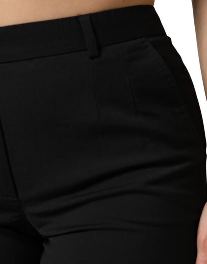 Dolce & Gabbana Schwarze hochtaillierte STAFF-Hose mit verjüngter Form