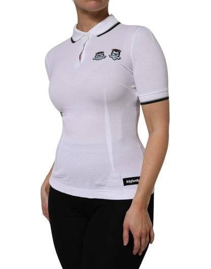 Dolce & Gabbana Weißes Baumwoll-Poloshirt mit kurzen Ärmeln und Kragen