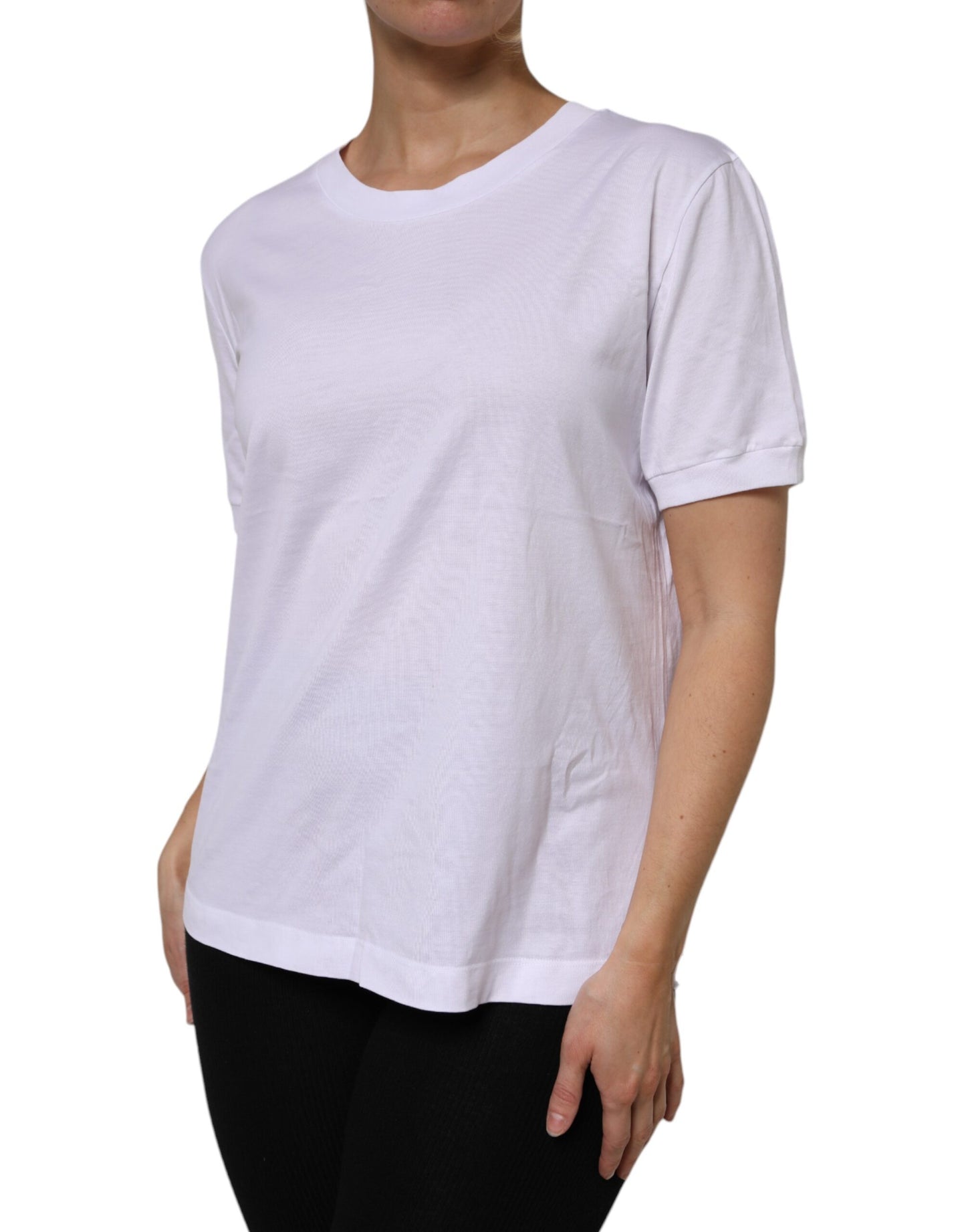 Dolce & Gabbana Weißes Baumwoll-T-Shirt mit kurzen Ärmeln und Rundhalsausschnitt