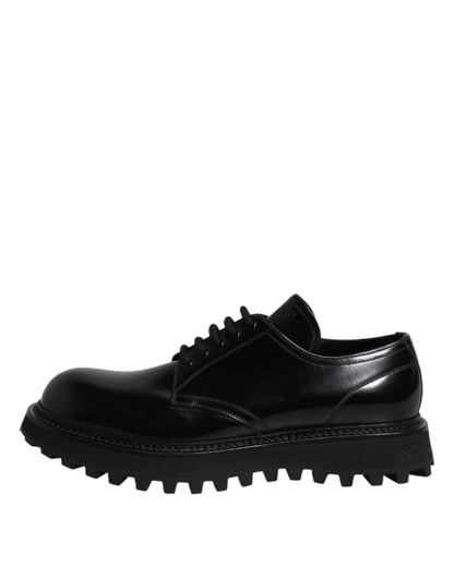 Dolce & Gabbana Schwarz Leder Lace Up Derby Männer Kleid Schuhe