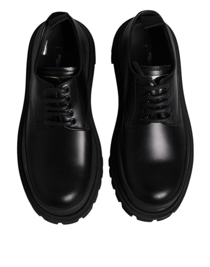 Dolce & Gabbana Schwarz Leder Lace Up Derby Männer Kleid Schuhe