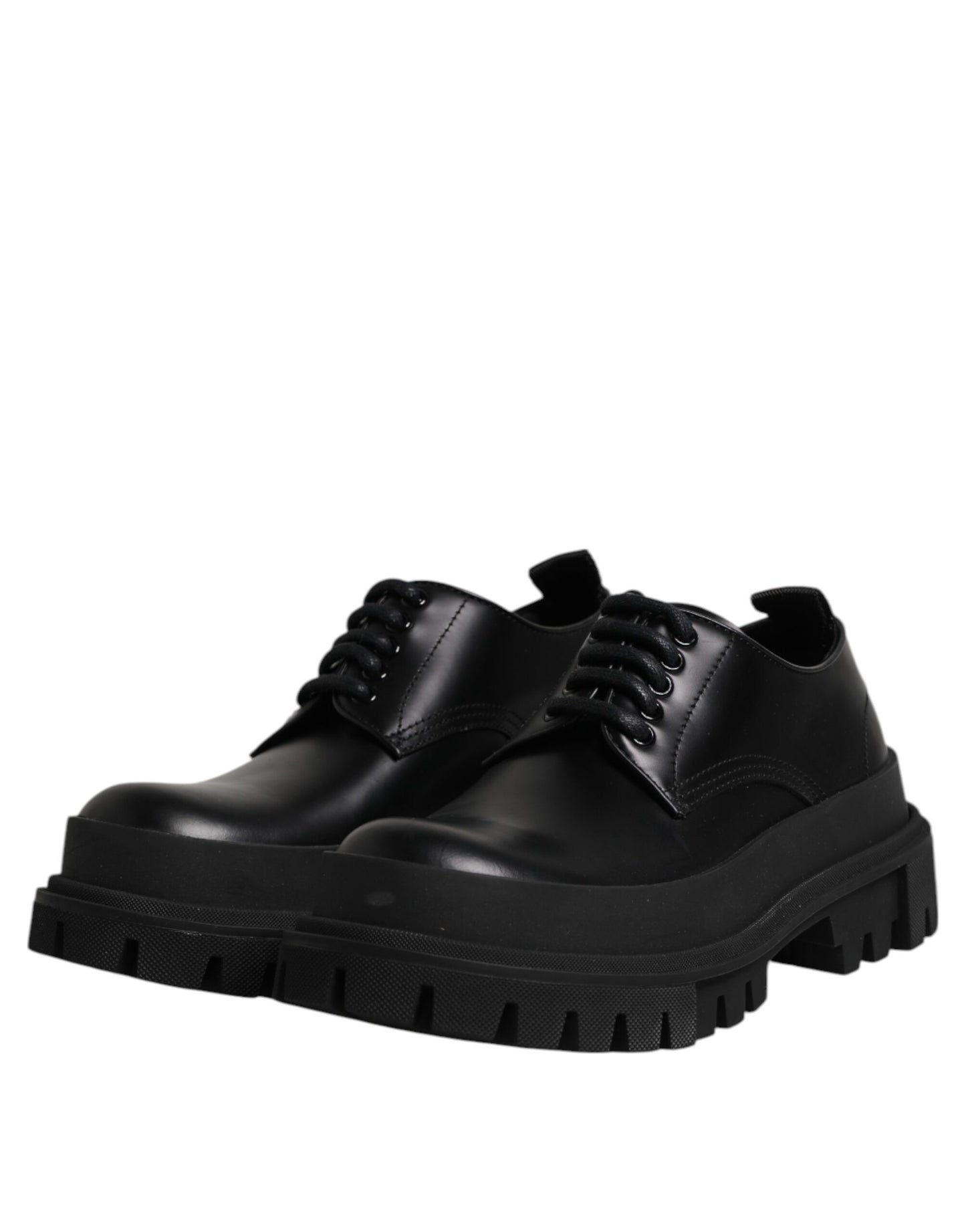 Dolce & Gabbana Schwarz Leder Lace Up Derby Männer Kleid Schuhe