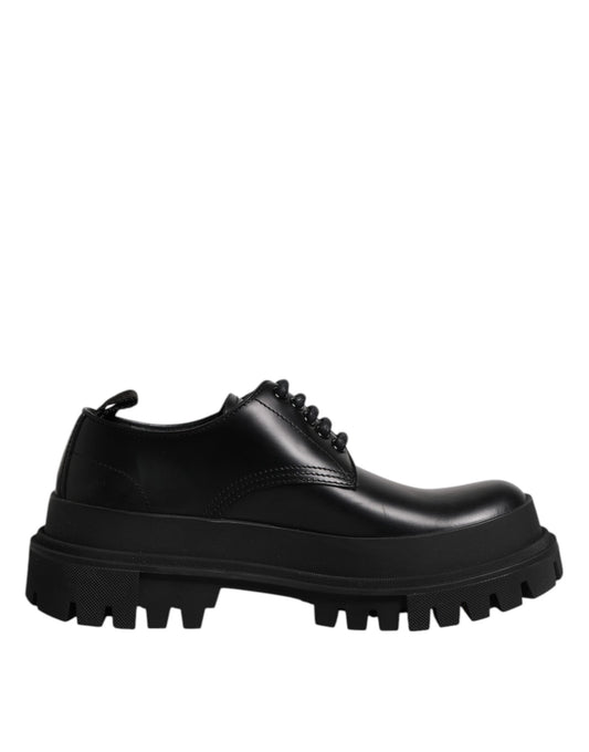 Dolce & Gabbana Schwarz Leder Lace Up Derby Männer Kleid Schuhe