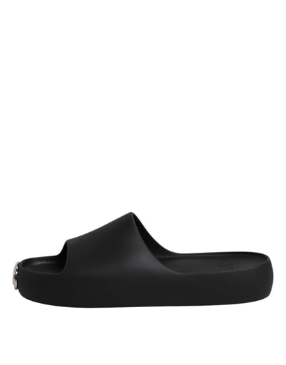 Dolce & Gabbana Schwarz DG Logo Slides Sandalen Beachwear Schuhe