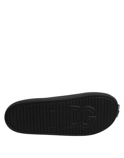 Dolce & Gabbana Schwarz DG Logo Slides Sandalen Beachwear Schuhe