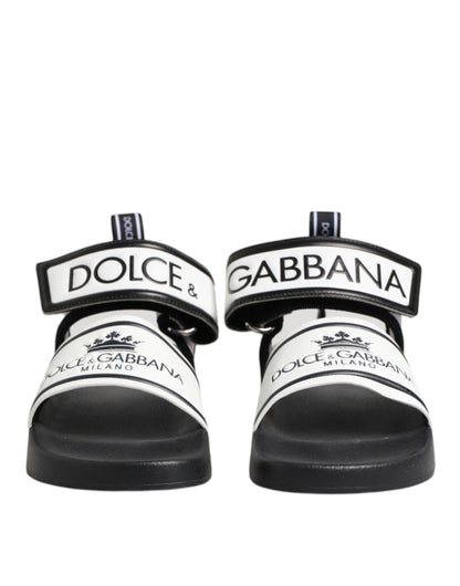 Dolce & Gabbana Schwarz Weiß DG Logo Slides Sandalen Schuhe