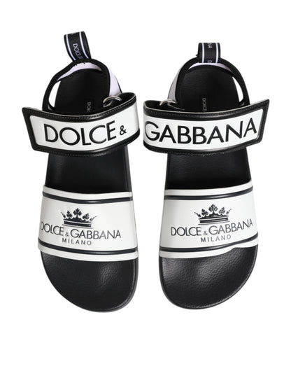 Dolce & Gabbana Schwarz Weiß DG Logo Slides Sandalen Schuhe