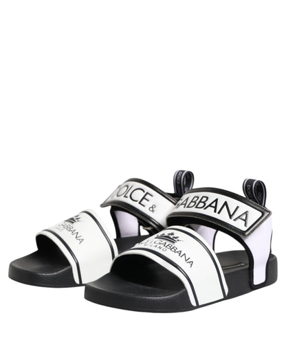 Dolce & Gabbana Schwarz Weiß DG Logo Slides Sandalen Schuhe