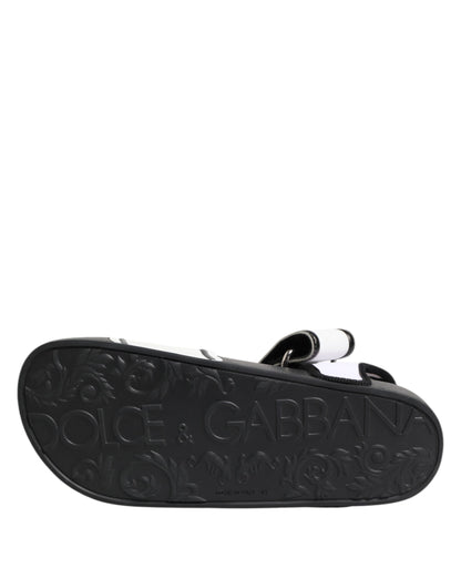 Dolce & Gabbana Schwarz Weiß DG Logo Slides Sandalen Schuhe