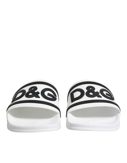 Dolce & Gabbana Weiße DG Logo Pantoletten Sandalen Beachwear Schuhe