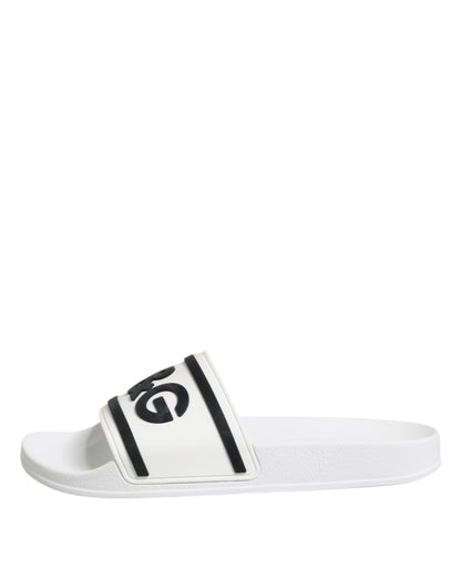 Dolce & Gabbana Weiße DG Logo Pantoletten Sandalen Beachwear Schuhe