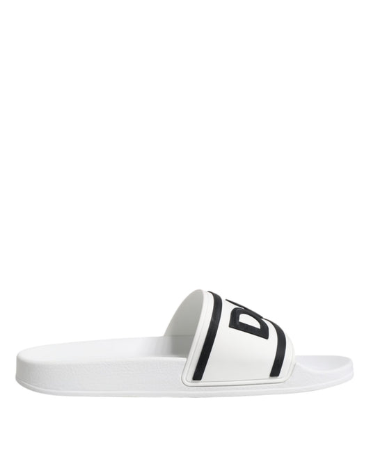 Dolce & Gabbana Weiße DG Logo Pantoletten Sandalen Beachwear Schuhe