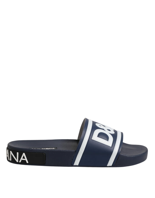Dolce & Gabbana Blaue DG Logo Pantoletten Sandalen Beachwear Schuhe