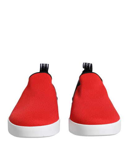 Dolce & Gabbana Rot Logo Low Top Slip On Männer Turnschuhe Schuhe