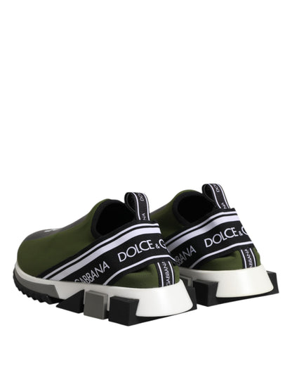 Dolce & Gabbana Grün Schwarz Slip On Sorrento Sneakers Schuhe
