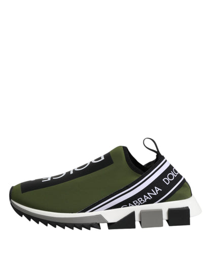Dolce & Gabbana Grün Schwarz Slip On Sorrento Sneakers Schuhe
