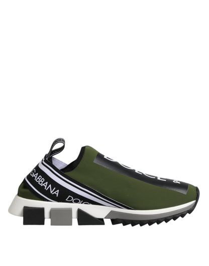 Dolce & Gabbana Grün Schwarz Slip On Sorrento Sneakers Schuhe