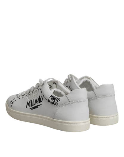 Dolce & Gabbana Weiß London Kalbsleder Männer Turnschuhe Schuhe
