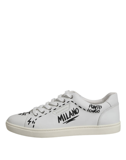 Dolce & Gabbana Weiß London Kalbsleder Männer Turnschuhe Schuhe
