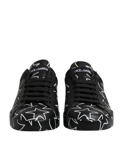 Dolce & Gabbana Schwarz Weiß Sterne Low Top Männer Turnschuhe Schuhe