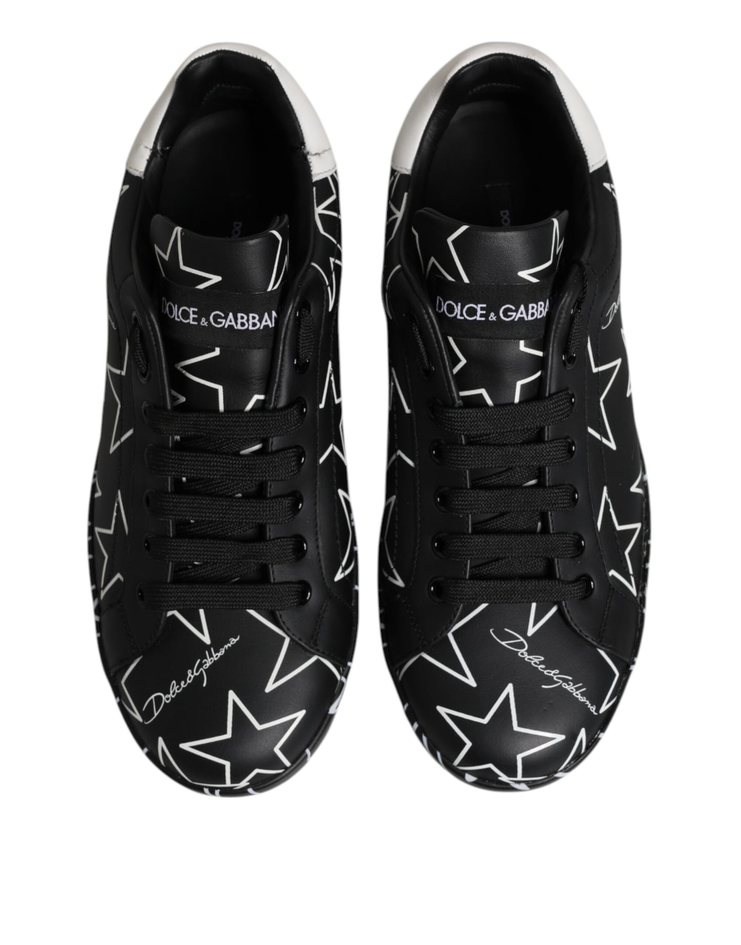 Dolce & Gabbana Schwarz Weiß Sterne Low Top Männer Turnschuhe Schuhe