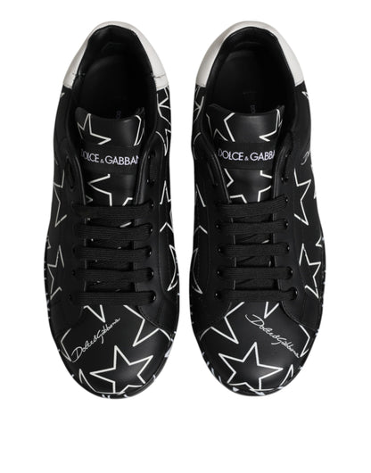 Dolce & Gabbana Schwarz Weiß Sterne Low Top Männer Turnschuhe Schuhe