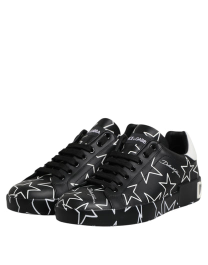 Dolce & Gabbana Schwarz Weiß Sterne Low Top Männer Turnschuhe Schuhe