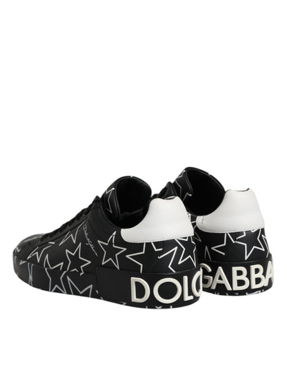 Dolce & Gabbana Schwarz Weiß Sterne Low Top Männer Turnschuhe Schuhe