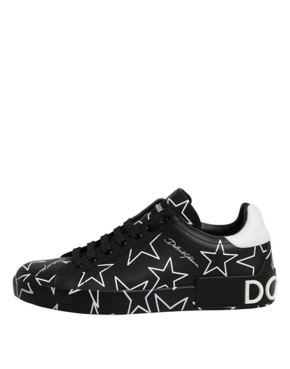 Dolce & Gabbana Schwarz Weiß Sterne Low Top Männer Turnschuhe Schuhe