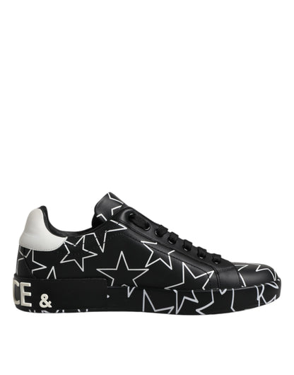Dolce & Gabbana Schwarz Weiß Sterne Low Top Männer Turnschuhe Schuhe