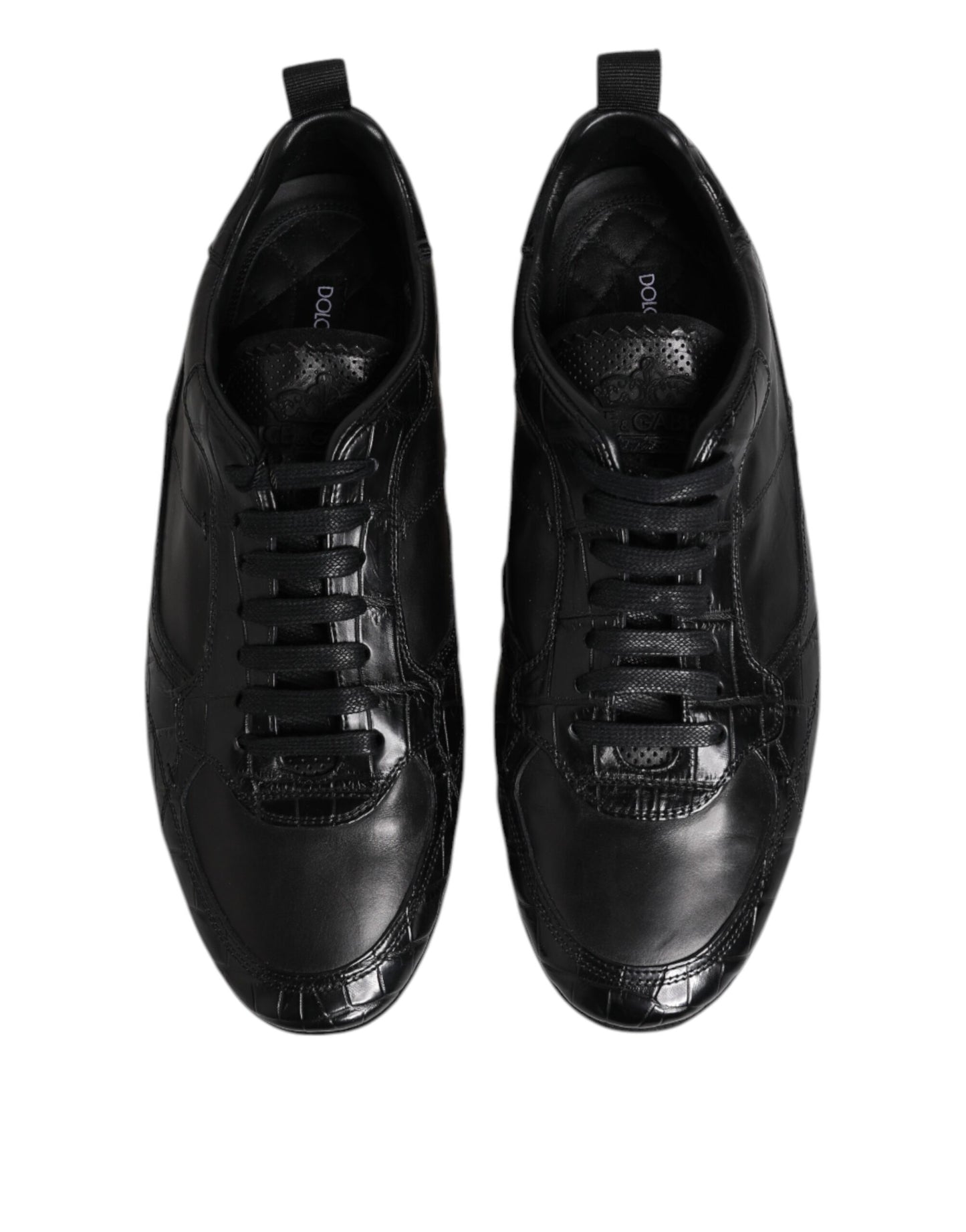 Dolce & Gabbana Schwarze Exotische Leder Low Top Sneakers Schuhe