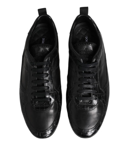 Dolce & Gabbana Schwarze Exotische Leder Low Top Sneakers Schuhe