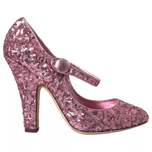Dolce & Gabbana Rosa Pailletten Mary Jane Pumps High Heels Schuhe