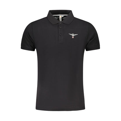 Accademia Militare Schwarzes Baumwoll-Poloshirt