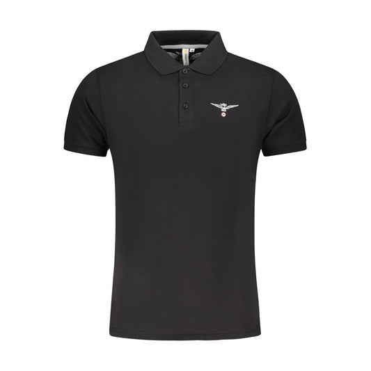 Accademia Militare Schwarzes Baumwoll-Poloshirt