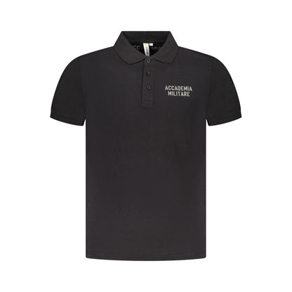Accademia Militare Schwarzes Baumwoll-Poloshirt