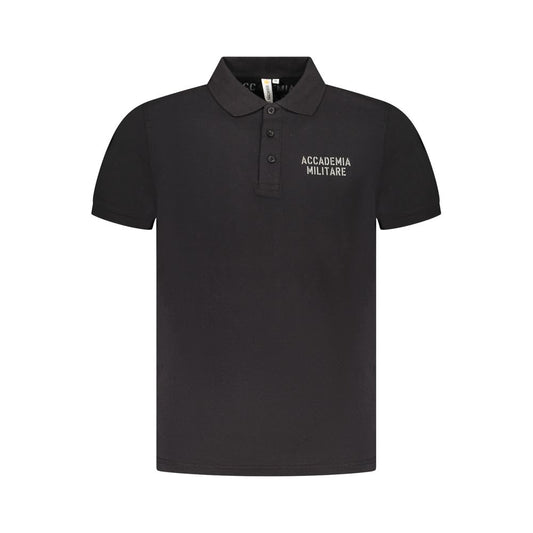 Accademia Militare Schwarzes Baumwoll-Poloshirt