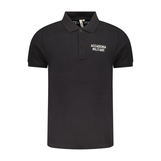 Accademia Militare Schwarzes Baumwoll-Poloshirt