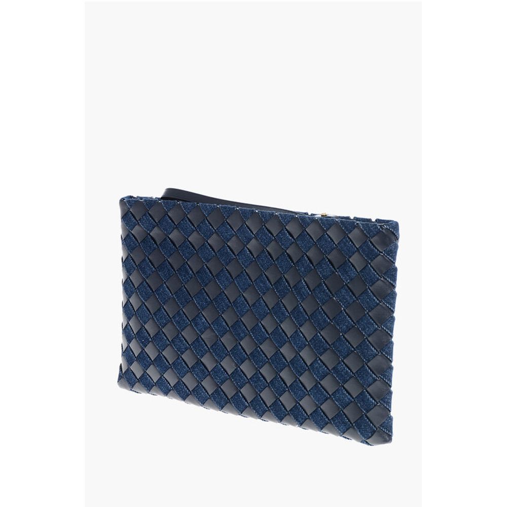 Bottega Veneta ABYSS-Beutel aus gewebtem Leder und Denim