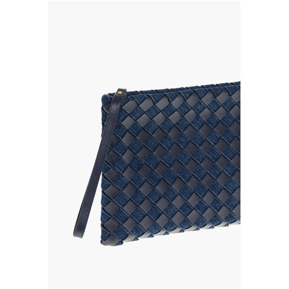 Bottega Veneta ABYSS-Beutel aus gewebtem Leder und Denim
